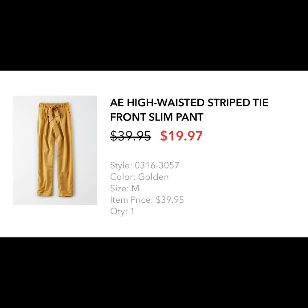 High waist tie pants mustard